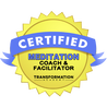 Picture is a badge for credential *Meditation Coaching and Group Facilitator*  and says 